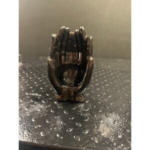 Praying Hands Ceramic Trinket Dish - black